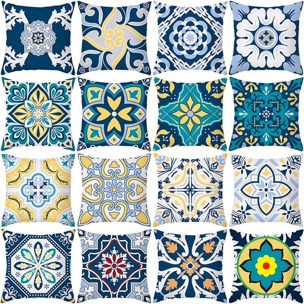 Light blue Floral Print Pillowcase Comfortable Pillow Covers Bed Single Twin Bedroom 45x45cm Pillowcase Home Decoration Pillow Cases