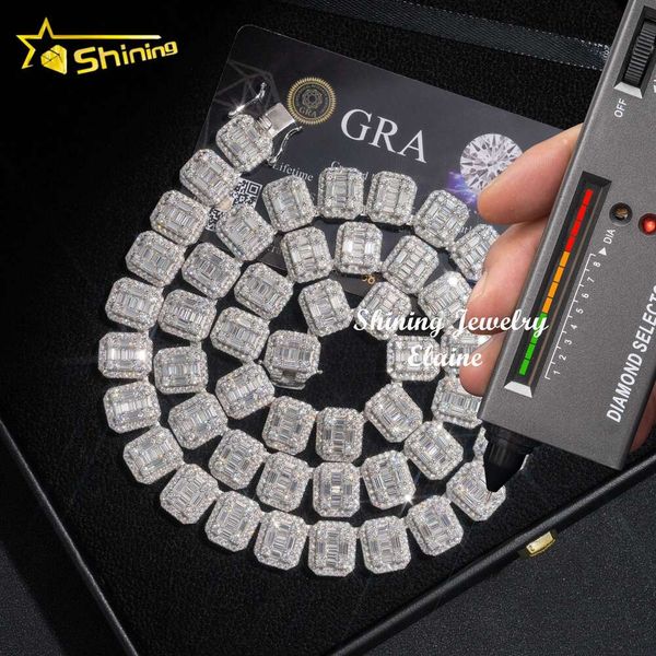 Hip Hop Sterling Sier Iced Out Diamond Men Necklace Fine Jewelry Vvs Moissanite Tennis Chain