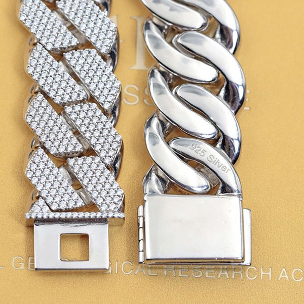 Factory Price Hip Hop 4Rows 19Mm Wide Link Necklace With Moissanite Diamond Mans Cuban Chain