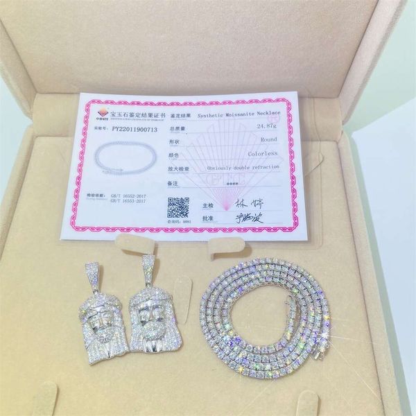 Custom Bling 3Mm 10K Solid Gold Hip Hop Jewelry Moissanite Diamond Tennis Chain Necklace
