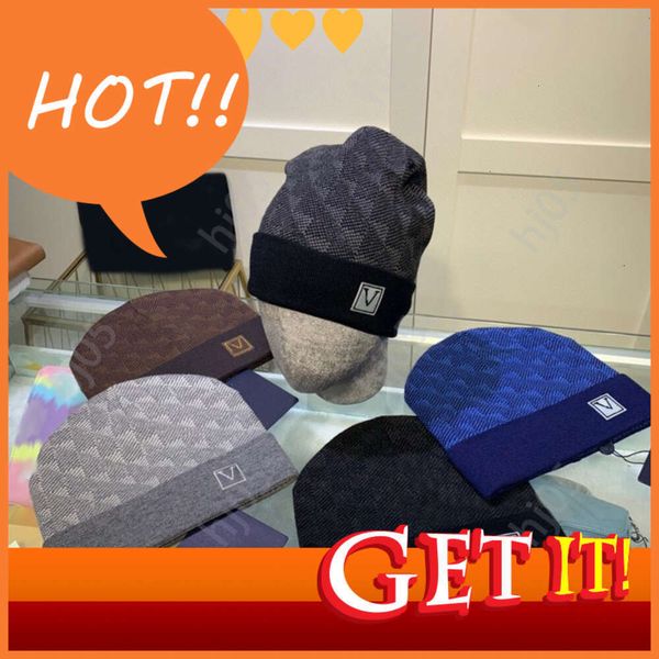 a1Plaid designer beanie designer hats for men knitted bonnets winter hat fall thermal skull cap ski travel classical luxury beanies brown black grey j
