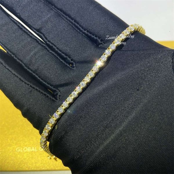 Best Selling Hip Hop Iced Out Jewelry 14K Real White Yellow Gold Moissanite Diamond Tennis Chain