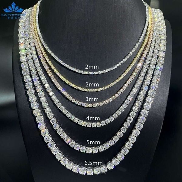 Hip Hop Jewelry VVS Moissanite Iced Out Bracelet Sier Diamond Tennis Necklace For Women