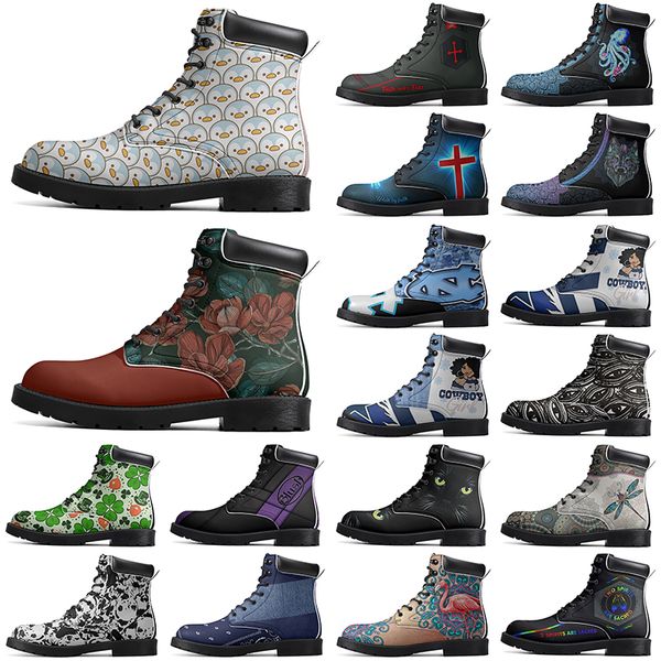 DIY Classic Boots Non-slip autumn winter for red flower outdoor Versatile comfortable fashion Elevated Casual Customized Boots 9225