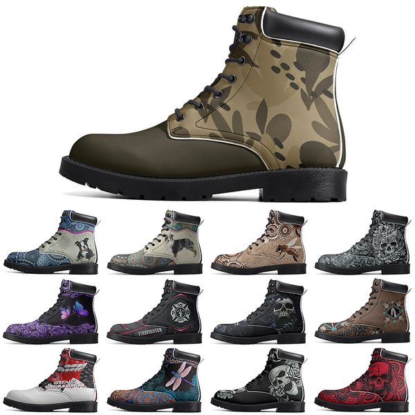 Diy Fashionable Versatile Outdoor Boots Non-slip Winter Comfortable Casual Customized Elevated Classsic Light Red Flint Totem Boots