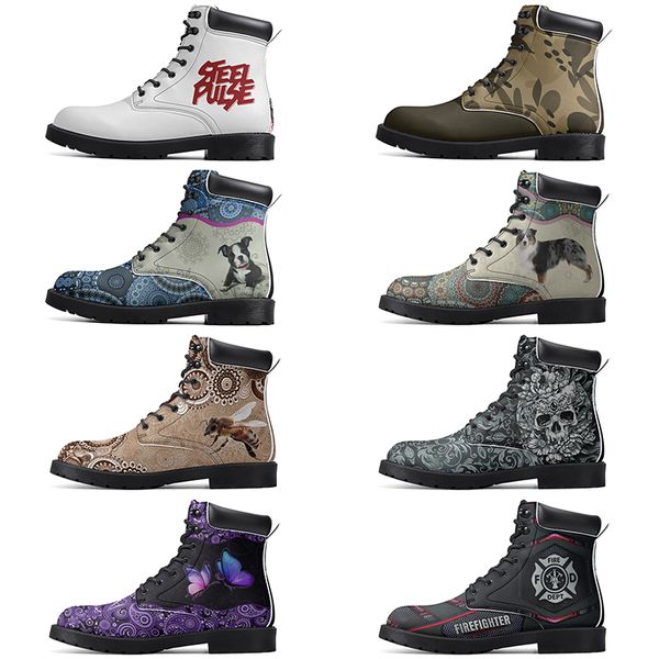 Diy Fashionable Versatile Outdoor Boots Non-slip Winter Comfortable Casual Customized Elevated Classsic DarkOrangeRed Boots