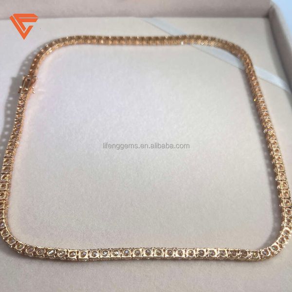 Moissanite Tennis Chain Iced Out 3Mm 4Mm 5Mm Hip Hop Diamond Necklace Hight End Jewelry