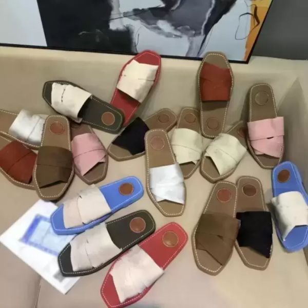 Designer Slippers New Cross Woven Roman Slippers Sandal Shoes Pearl Snake Print Slide Summer Wide Flat Lady Canvas Sandals Luxurys Designers Slipper size 35-42