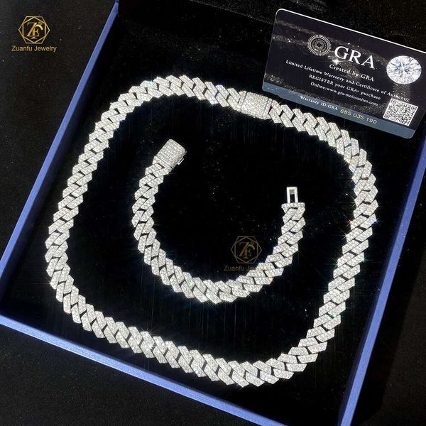 Hip Hop 6Mm 8Mm 10Mm 12Mm 14Mm Rhombus Cuban Chain S Personalized VVS Moissanite Men's Necklace With GRA Certificate