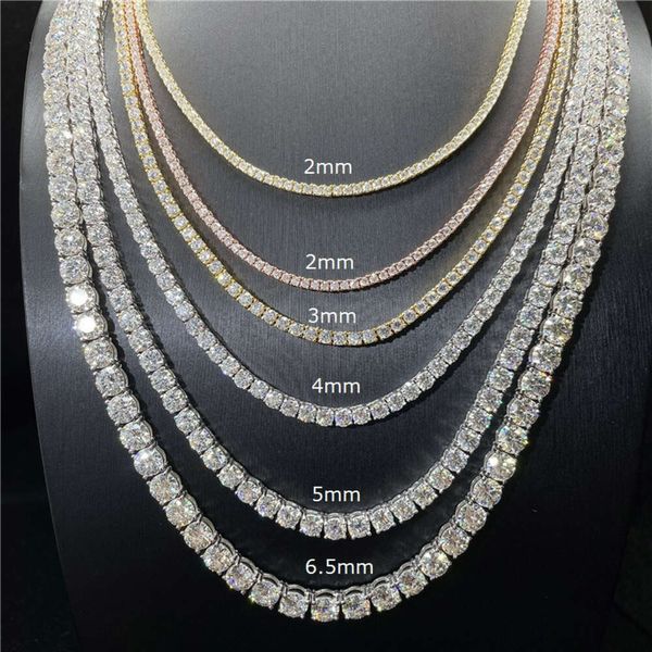 Hot Selling Unisex Men Women 4Mm Sterling Sier Moissanite Tennis Necklace