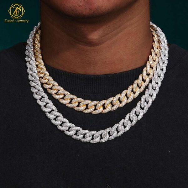 Fine Jewelry Inlay Iced Out Moissanite Miami Hip Hop 14Mm 7Inches 20Inches Sterling Sier Cuban Chain Necklace