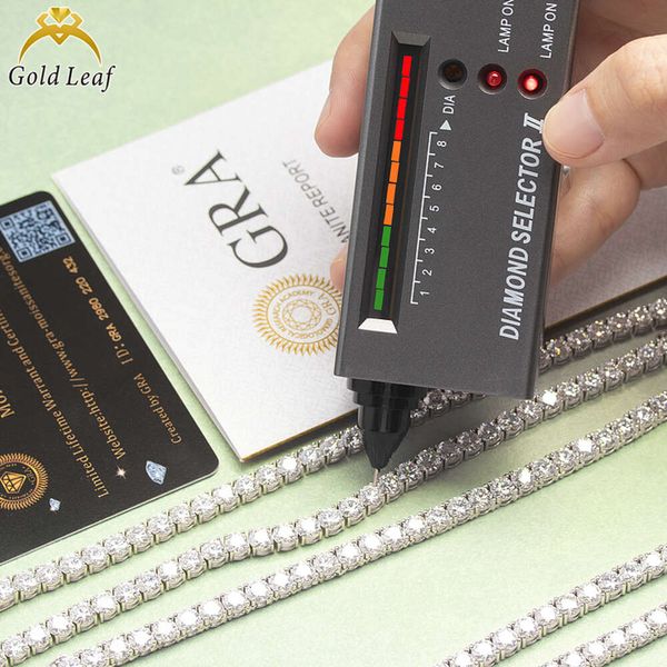 Goldleaf Sier D-Vvs Tennis Chains Hot Sale Hip Pop Cuban Moissanite Chain Moissanite Tennis Necklace