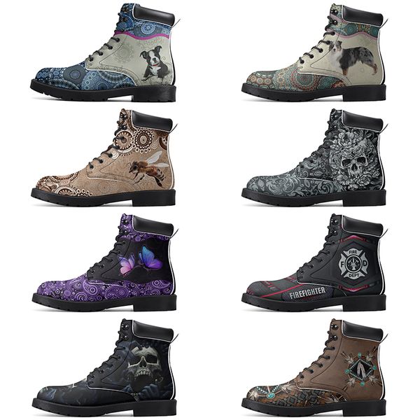 Diy Fashionable Versatile Outdoor Boots Non-slip Winter Comfortable Casual Customized Elevated Classsic Dark Red Flint Boots