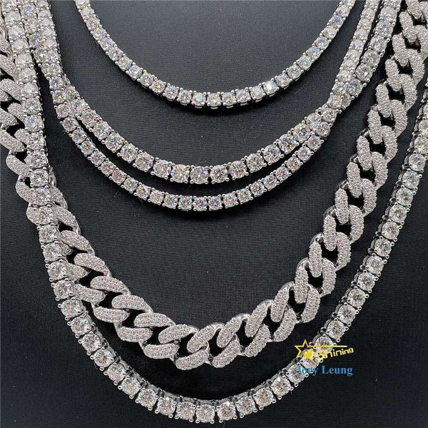 Ready To Ship Icy Jewelry Real Gold Plating Trendy Chains Sterling Sier Tennis Chain Necklace