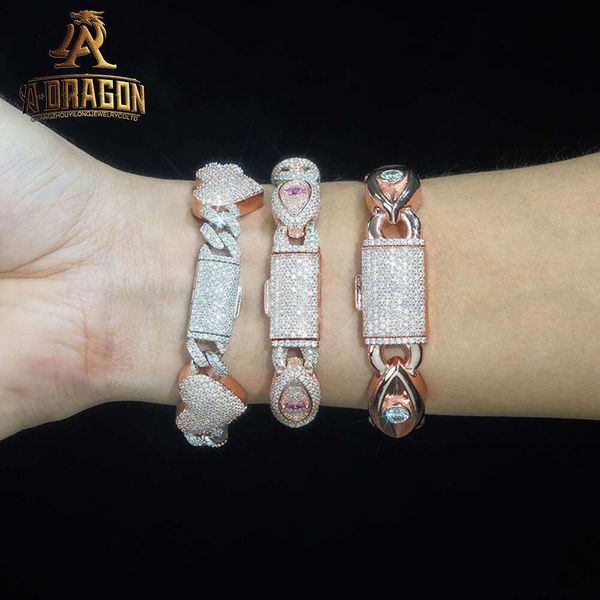 Wholesale Price 8Mm Moissanite Cuban Chain Necklace Fast Delivery Round Brilliant Cut Sier Hip Hop Bracelet