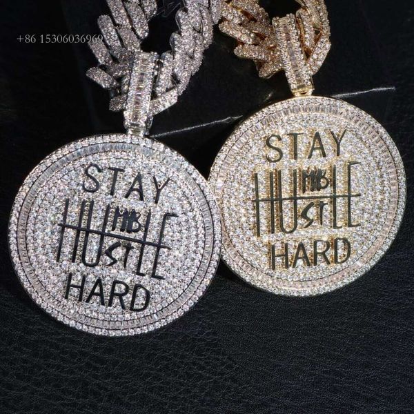 Hiphop Round Fully Iced Out Sterling Sier Design Vvs Moissanite Custom Pendant