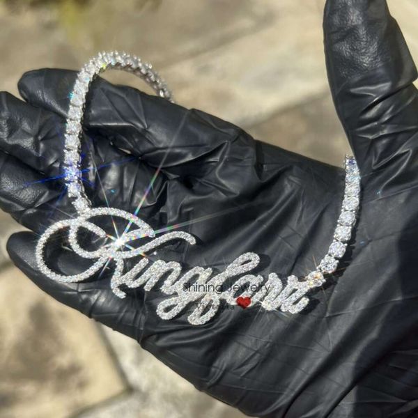Stylish Custom Made Sier Moissanite Diamond Name Tennis Necklace