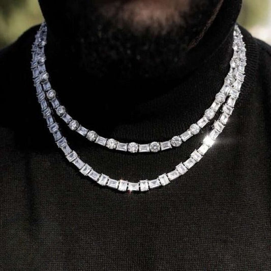 Hiphop Jewelry Sterling Sier Sparking Hip Hop Necklace Iced Out Moissanite Tennis Chain
