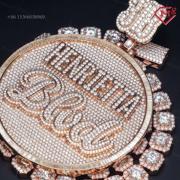 Round Hiphop Sterling Sier Iced Out Vvs Moissanite Custom Pendant