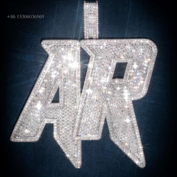 Fine Jewelry Iced Out VVS Diamond Sterling Sier Hip Hop Initial Custom Moissanite Pendant