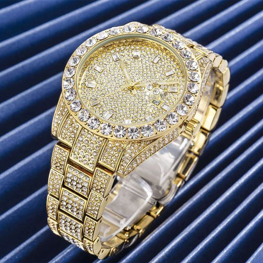 Moissanite Watch Hip Hop watchs Diamond Iced Out Watches Studded Stainless Steel Men Arabic Bust Down Watch Brand Hip Hop Jewelry with box
